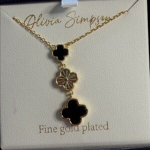 Gold Plated Black Pendant Necklace